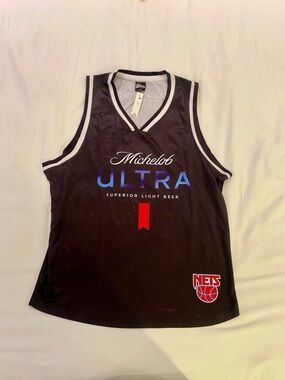 Michelob Ultra Black Sleeveless Nets Jersey - Blue & Red Accents